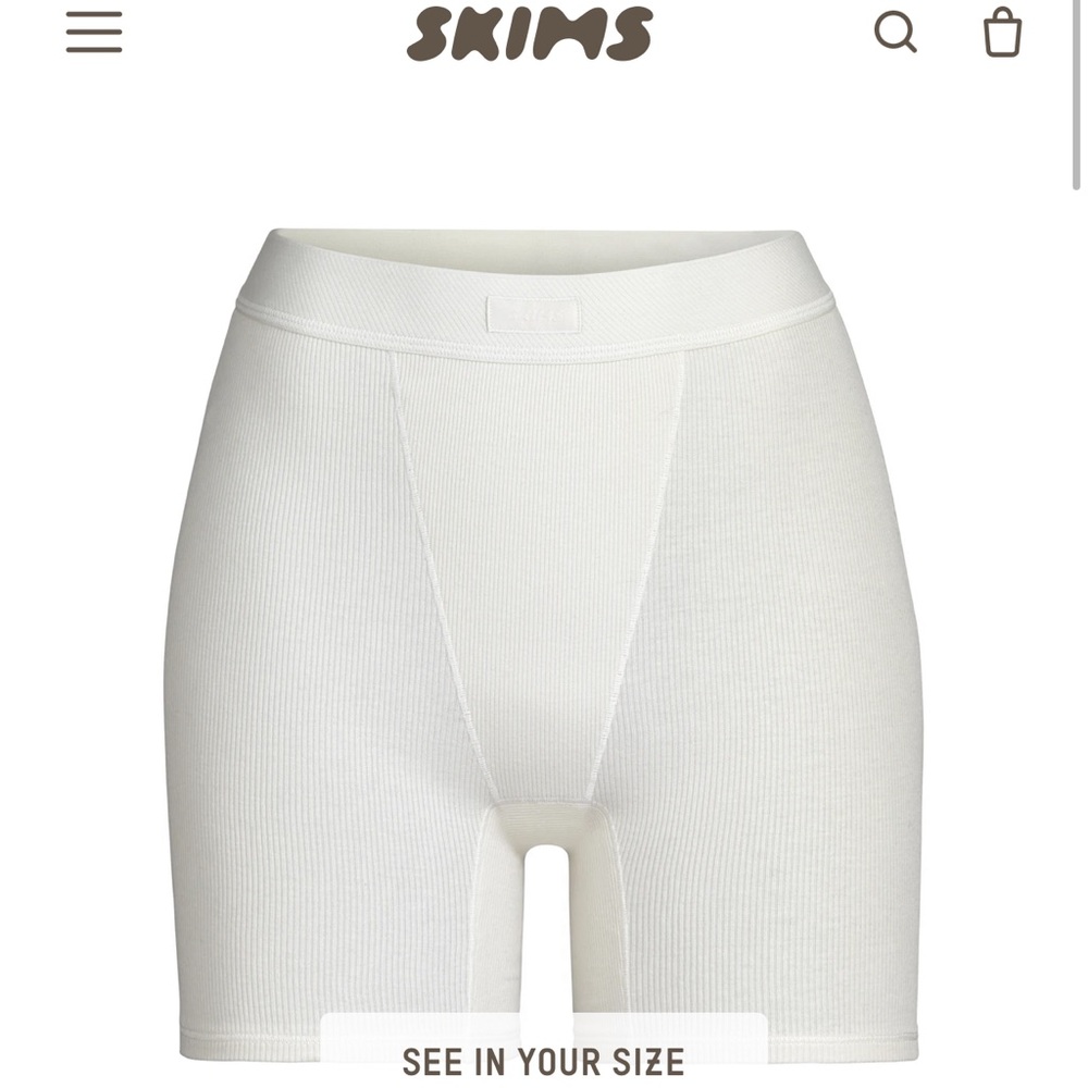 Skims cotton ribbed boxers in BONE
